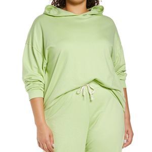 Treasure Bond Boyfriend Hoodie 2X Sweatshirt Pullover Lime Green Lounge Top Plus